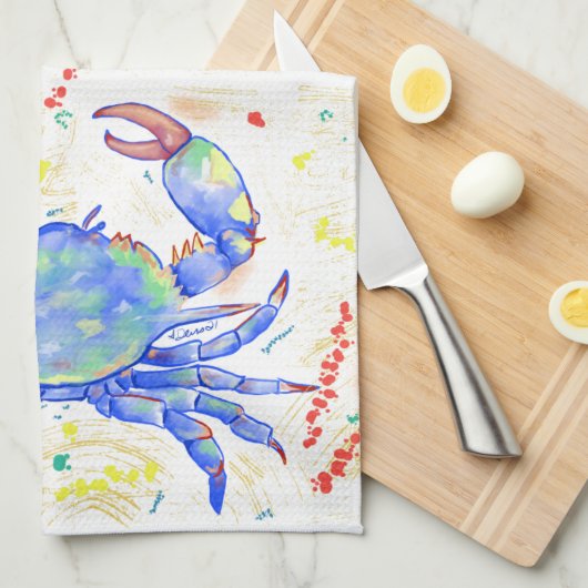 Blue Crab Tea Towel Theedoek (Quarter Fold)