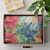 Blue Crab Tropical Florals & Butterflies Tissuepapier (Geschenk)