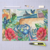 Blue Crab Tropical Florals & Butterflies Tissuepapier (Craft)