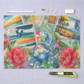 Blue Crab Tropical Florals & Butterfly Decoupage Tissuepapier (Craft)