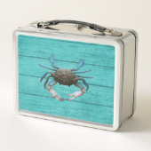 Blue Crab Turquoise Metal Lunchbox (Achterkant)
