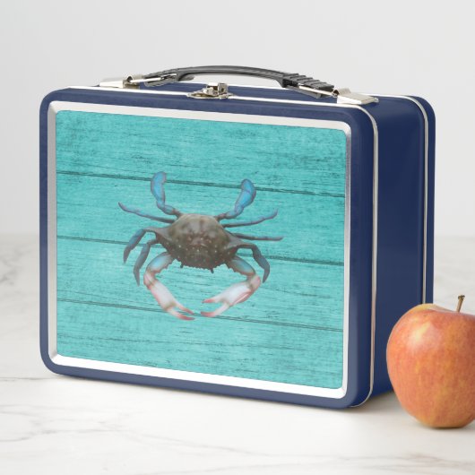 Blue Crab Turquoise Metal Lunchbox (In situ)