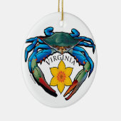 Blue Crab Virginia Daffodil Crest Keramisch Ornament (Rechts)