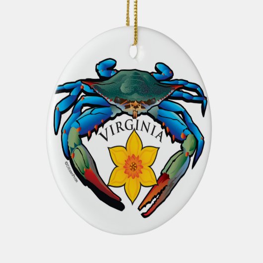 Blue Crab Virginia Daffodil Crest Keramisch Ornament (Rechts)