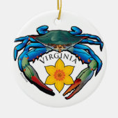 Blue Crab Virginia Daffodil Crest Keramisch Ornament (Voorkant)