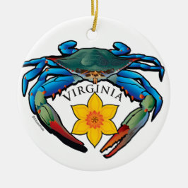 Blue Crab Virginia Daffodil Crest Keramisch Ornament