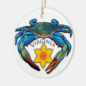 Blue Crab Virginia Daffodil Crest Keramisch Ornament (Links)