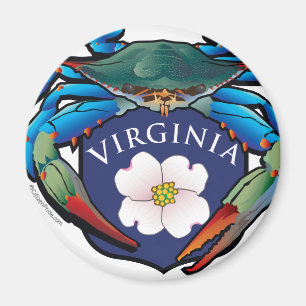 Blue Crab Virginia Dogwood Blossom Crest Magneet