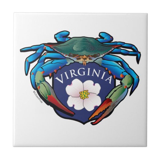 Blue Crab Virginia Dogwood Crest Tegeltje (Voorkant)