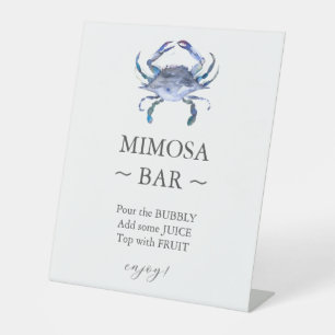 Blue Crab Vrijgezellenfeest Mimosa Bar Teken Reclamebord Met Voetstuk