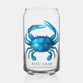 Blue Crab Waterverf Art - Coastal Zee Life Blikvorm Glas (Voorkant)