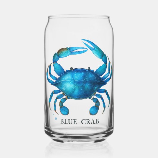 Blue Crab Waterverf Art - Coastal Zee Life Blikvorm Glas (Voorkant)