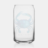 Blue Crab Waterverf Art - Coastal Zee Life Blikvorm Glas (Achterkant)