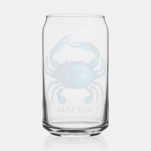 Blue Crab Waterverf Art - Coastal Zee Life Blikvorm Glas (Achterkant)