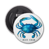 Blue Crab Waterverf Art - Coastal Zee Life Button Flesopener (Voorkant)