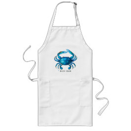 Blue Crab Waterverf Art - Coastal Zee Life Lang Schort