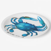Blue Crab Waterverf Art - Coastal Zee Life Papieren Bordje (Gekanteld)