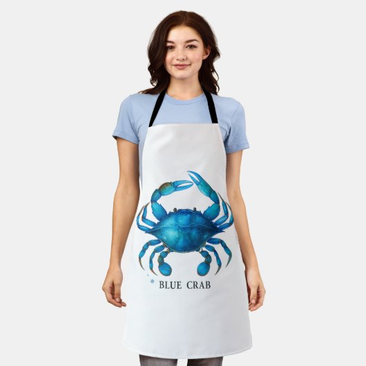 Blue Crab Waterverf Art - Coastal Zee Life Schort (Gedragen)