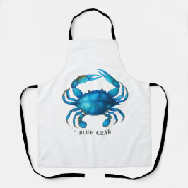 Blue Crab Waterverf Art - Coastal Zee Life Schort