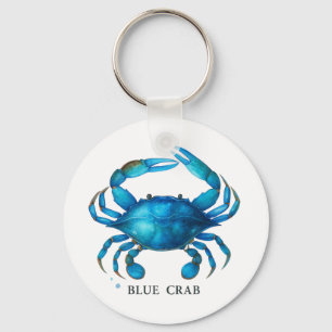 Blue Crab Waterverf Art - Coastal Zee Life Sleutelhanger