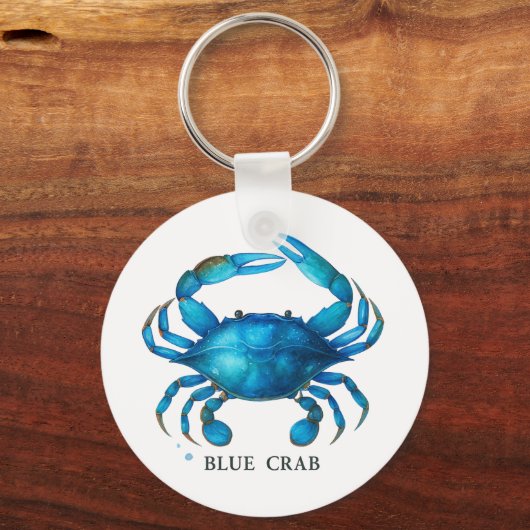 Blue Crab Waterverf Art - Coastal Zee Life Sleutelhanger (Voorkant)