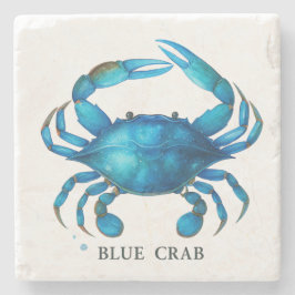 Blue Crab Waterverf Art - Coastal Zee Life Stenen Onderzetter