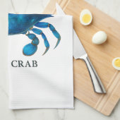 Blue Crab Waterverf Art - Coastal Zee Life Theedoek (Quarter Fold)