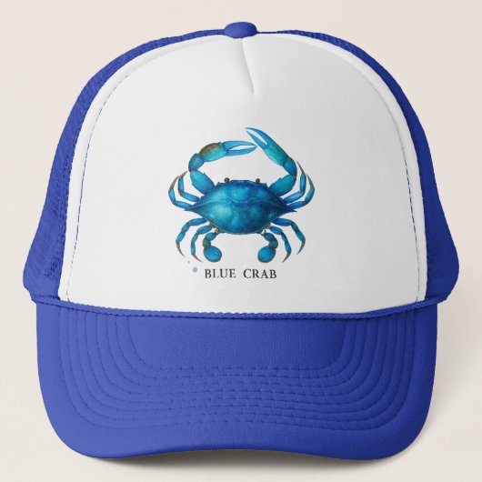 Blue Crab Waterverf Art - Coastal Zee Life Trucker Pet (Voorkant)
