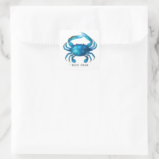 Blue Crab Waterverf Art - Coastal Zee Life Vierkante Sticker (Tas)