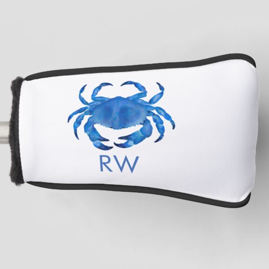 Blue Crab Waterverf gepersonaliseerd Golfheadcover (Voorkant)