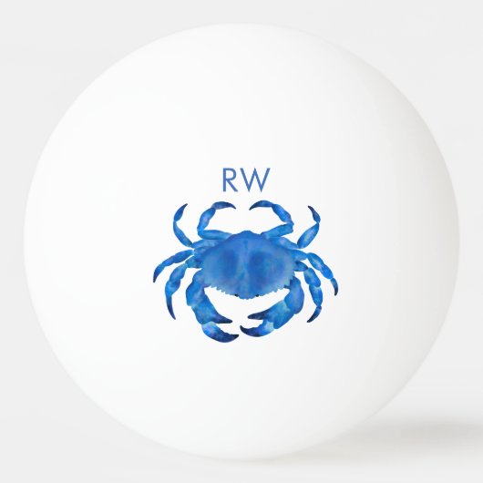 Blue Crab Waterverf gepersonaliseerd Pingpongbal (Voorkant)