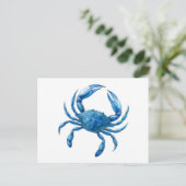 Blue Crab Waterverf Illustratie - Ocean Zee Life Briefkaart (Staand voorkant)