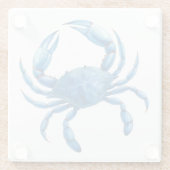 Blue Crab Waterverf Illustratie - Ocean Zee Life Glazen Onderzetter (Achterkant)