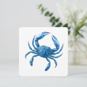 Blue Crab Waterverf Illustratie - Ocean Zee Life Kaart (Staand voorkant)