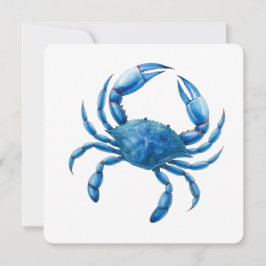 Blue Crab Waterverf Illustratie - Ocean Zee Life Kaart