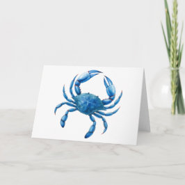 Blue Crab Waterverf Illustratie - Ocean Zee Life Kaart