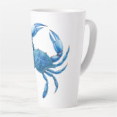Blue Crab Waterverf Illustratie - Ocean Zee Life Latte Mok (Rechterhoek)