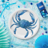 Blue Crab Waterverf Illustratie - Ocean Zee Life Papieren Bordje (Feest)