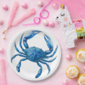 Blue Crab Waterverf Illustratie - Ocean Zee Life Papieren Bordje (Feest)
