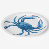 Blue Crab Waterverf Illustratie - Ocean Zee Life Papieren Bordje (Gekanteld)