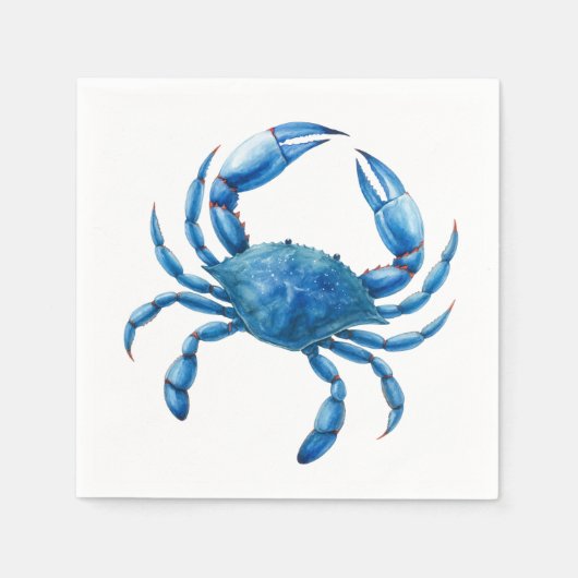 Blue Crab Waterverf Illustratie - Ocean Zee Life Servet (Voorkant)