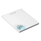 Blue Crab Waterverf Ocean Gepersonaliseerd Notitieblok (Schuin)