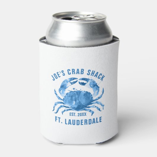 Blue Crab Waterverven Illustratie Aangepaste tekst Blikjeskoeler (Blikje Voorkant)