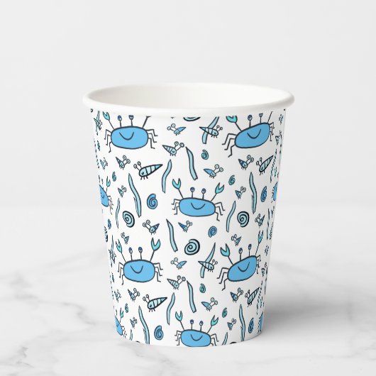 Blue Crab Zee Animals Pattern Kids Verjaardag Papieren Bekers (Achterkant)