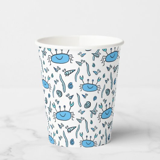 Blue Crab Zee Animals Pattern Kids Verjaardag Papieren Bekers (Links)
