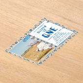 Blue Crab Zee Animals Shell Boy Foto 1st Birthday Acryl Uitnodigingen (Laagn)