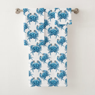 Blue Crabs Classic Coastal Pattern Bad Handdoek