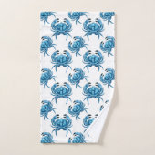 Blue Crabs Classic Coastal Pattern Bad Handdoek (Handdoek)