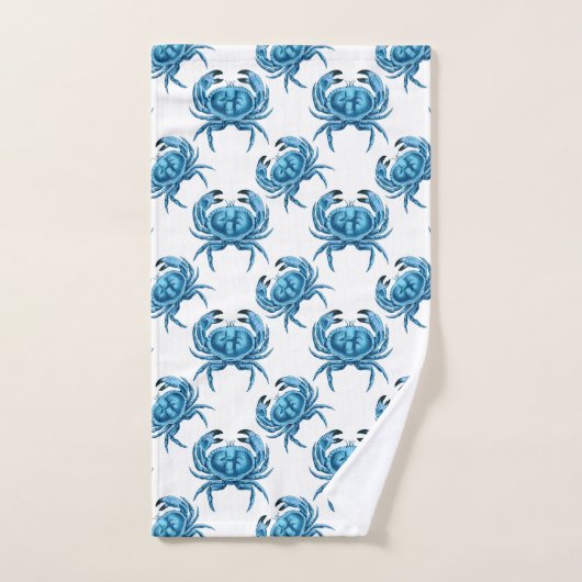 Blue Crabs Classic Coastal Pattern Bad Handdoek (Handdoek)