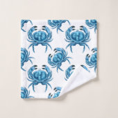 Blue Crabs Classic Coastal Pattern Bad Handdoek (Wasdoekje)